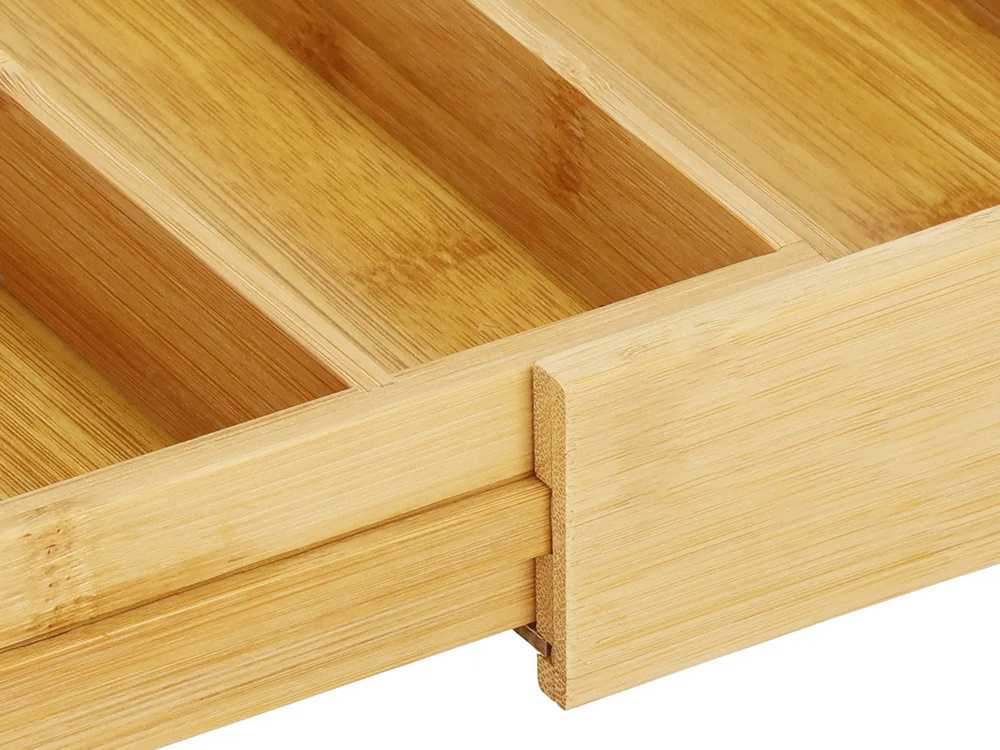 Bambukinis stalo įrankių dėklas su 7 skyreliais, 39 cm