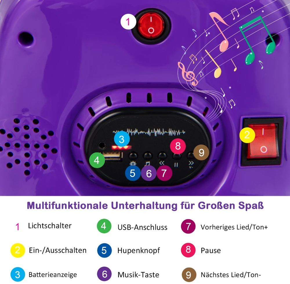 Bamperinis automobilis 6 V violetinis