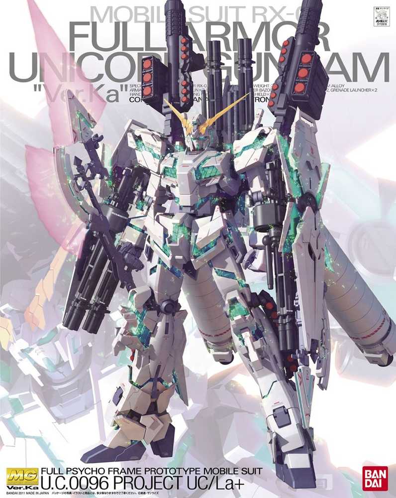 Bandai MG 1/100 PILNAI ŠARVUOTAS VIENARAGIS GUNDAM KA VERSIJA