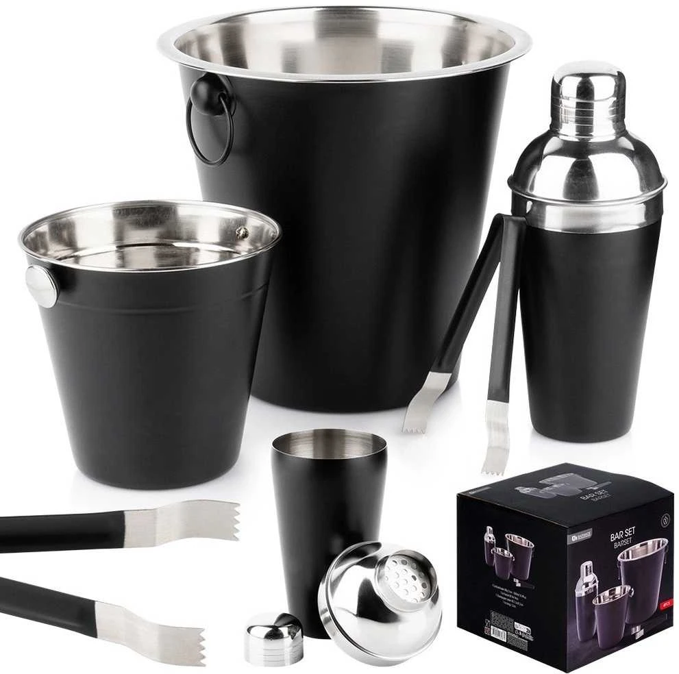 Excellent Houseware Kokteilių gaminimo rinkinys plienas juoda 4 vnt.