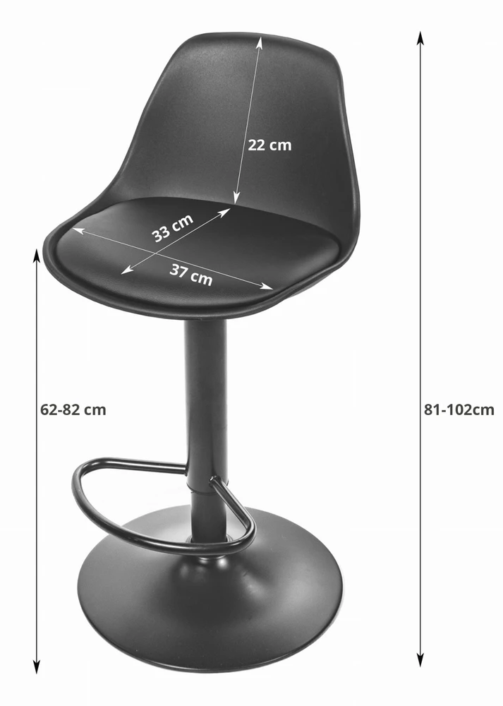 Leobert Baro kėdė HOGA, reguliuojamo aukščio, juoda, 81–102 cm
