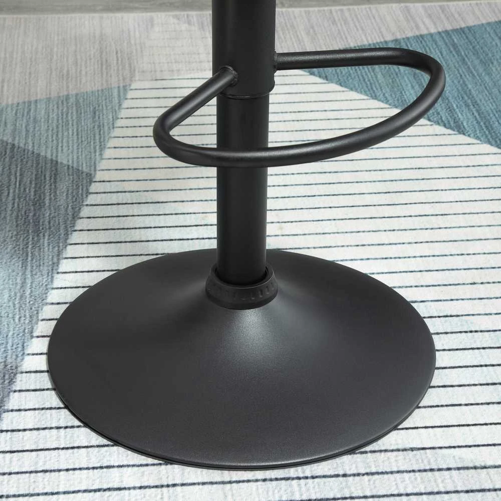 HOMCOM baro kėdžių komplektas, 2 vnt., reguliuojamo aukščio, juodos spalvos, bistro kėdės, su atrama kojoms ir nugarai, aksominės, metalinės, 46x48x83-104 cm