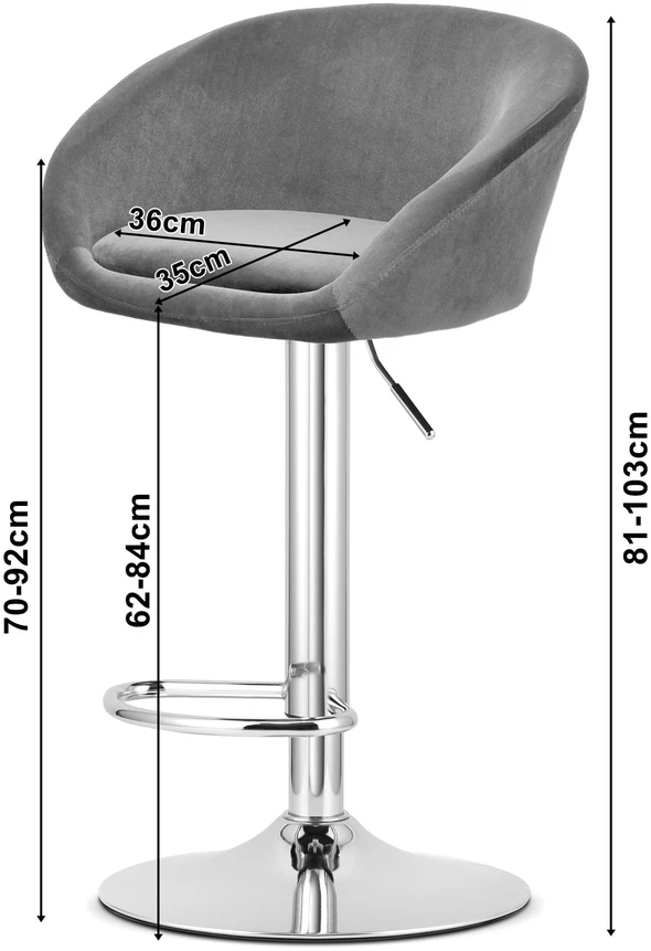 Leobert Baro kėdė, reguliuojamo aukščio, besisukanti, pilka, 81–103 cm, 2 vnt.