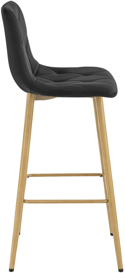 Baro kėdė su aksominiu apmušalu ir metalo kojomis, juoda, 102 × 43,5 × 49 cm, 3 vnt.