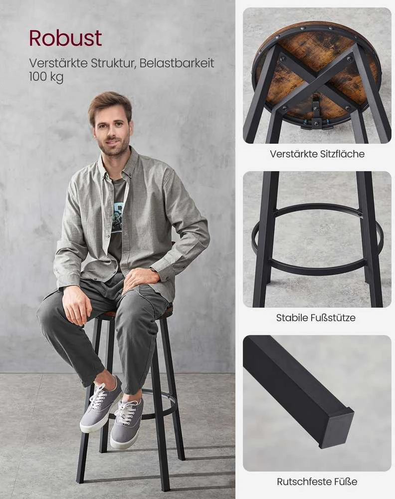Songmics Vasagle Pramoninio dizaino baro kėdžių rinkinys (2 vnt.)