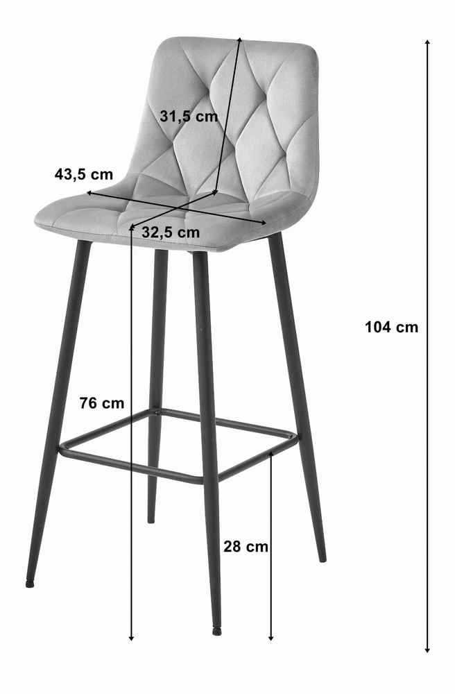 Leobert Baro kėdės su aksominėmis sėdynėmis ir juodomis plieninėmis kojomis, tamsiai mėlynos, 104 cm, 2 vnt.
