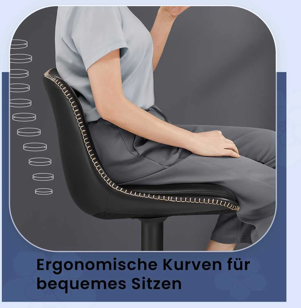Songmics Baro kėdės su atlošu, juodos spalvos, 2 vnt.