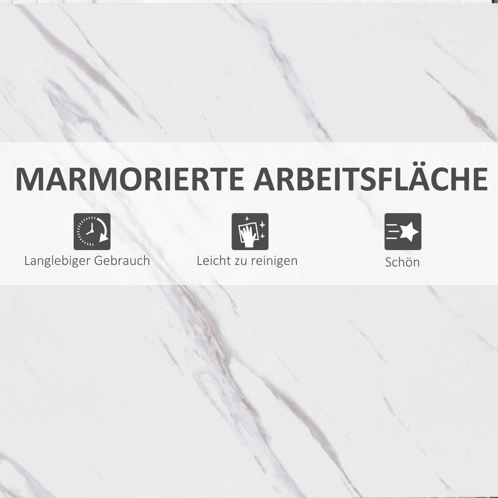 HOMCOM Baro stalas su marmuro išvaizda, virtuvinis stalas su reguliuojamomis kojomis, skirtas svetainei, valgomajam, plienas 120 x 40 x 100 cm Balta+juoda