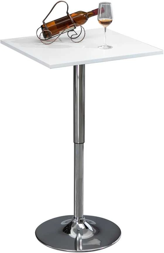 HOMCOM reguliuojamo aukščio baro stalas, besisukantis 360°, nesibraižančios kojelės, stabilus metalinis pagrindas, baltas
