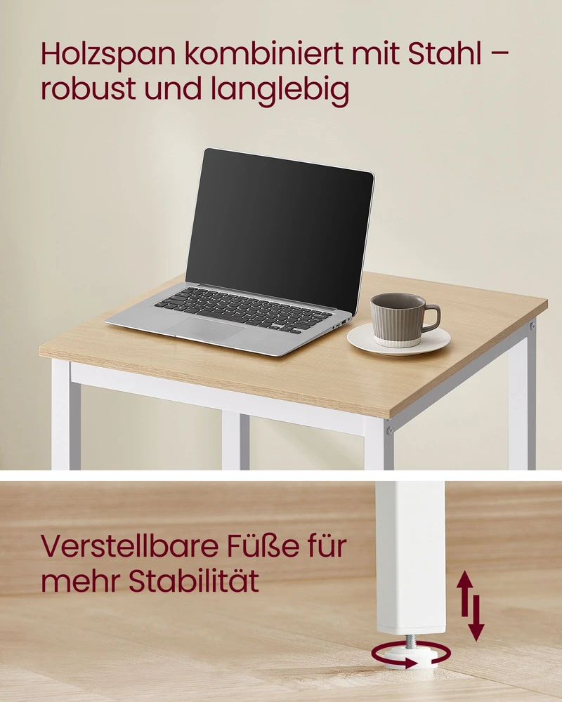 Songmics Vasagle Baro stalas su plieniniu rėmu 60 x 60 x 92 cm ąžuolinis smėlio spalvos stalas