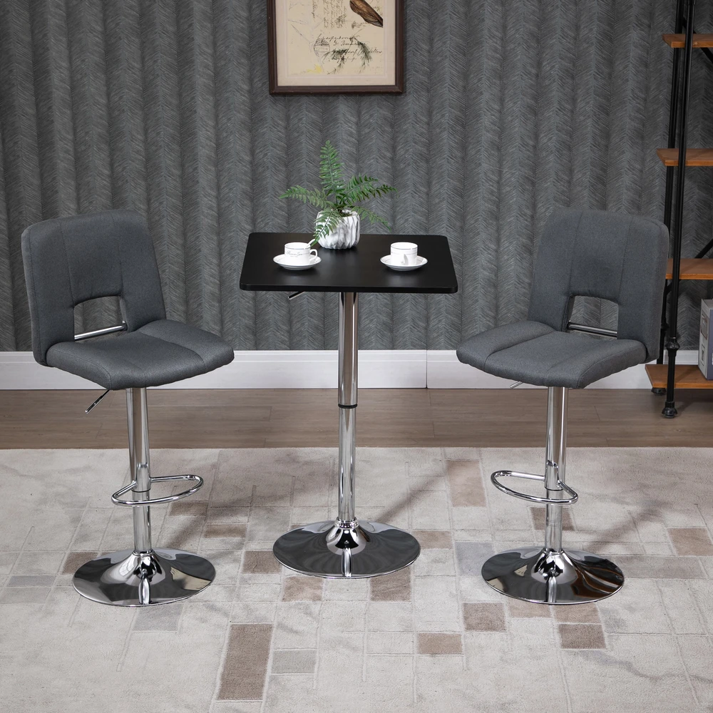 HOMCOM baro stalas, reguliuojamo aukščio stovimas stalas su besisukančiu stalviršiu, neslystantis virtuvės stalas svetainei, valgomajam, juodas, 60 x 60 x 69-93 cm