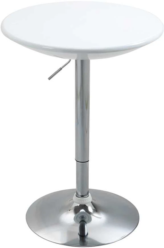 HOMCOM baro stalas, modernus valgomojo stalas, rašomasis stalas, reguliuojamo aukščio, metalas, ABS danga, baltas, Ø61 x 76-97 cm