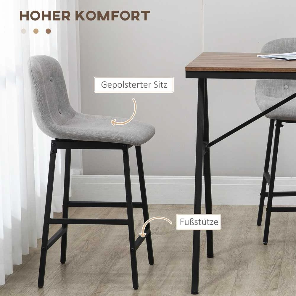 HOMCOM baro stalas su baro kėdžių komplektu, 5 dalių valgomojo komplektas, virtuvinis stalas, bistro stalas su 4 kėdėmis, baro stalo komplektas, metalas, šviesiai ruda, 120 x 60 x 91 cm