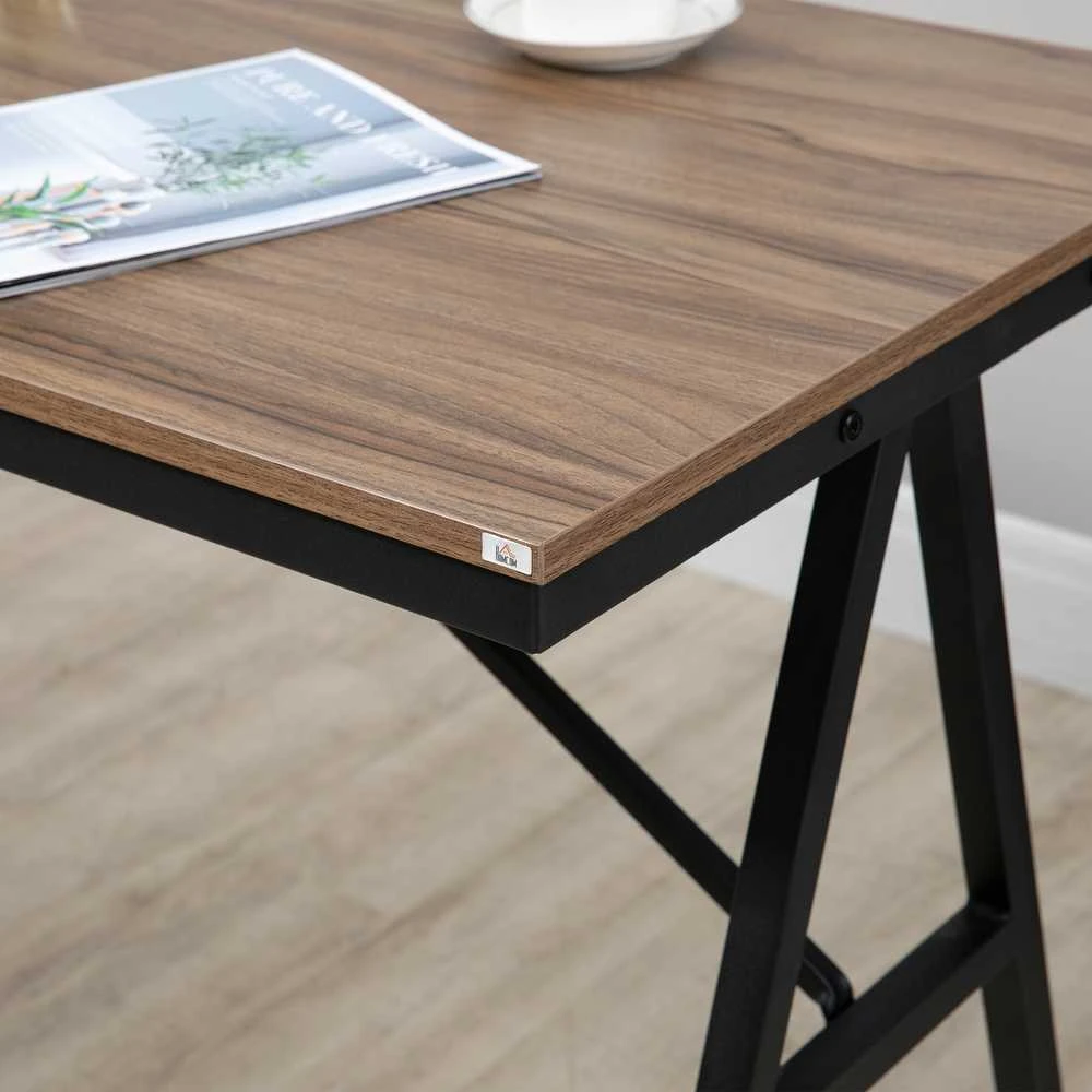 HOMCOM baro stalas su baro kėdžių komplektu, 5 dalių valgomojo komplektas, virtuvinis stalas, bistro stalas su 4 kėdėmis, baro stalo komplektas, metalas, šviesiai ruda, 120 x 60 x 91 cm