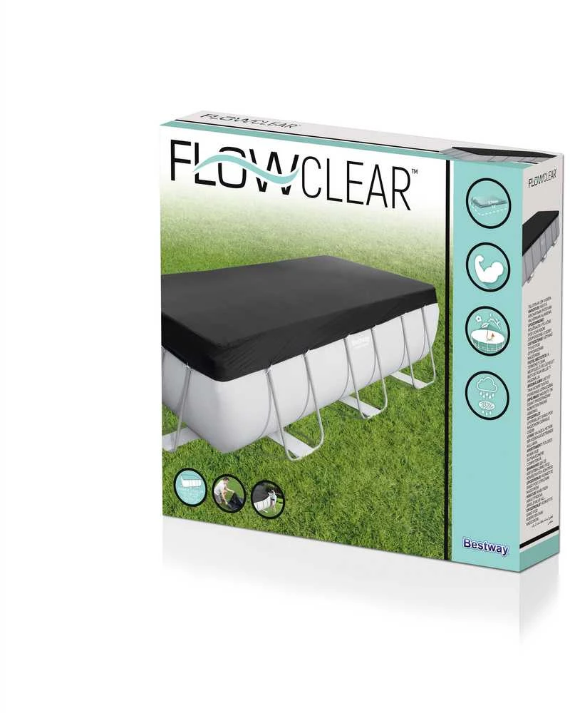Bestway® Flowclear™ PVC baseino uždangalas 396 x 185 cm, juodas, kvadratinis
