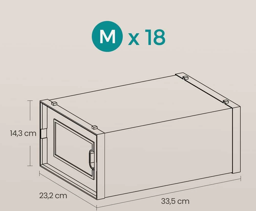 Batų dėžės SONGMICS, 18 vnt., 33,5x23,2x14,3 cm