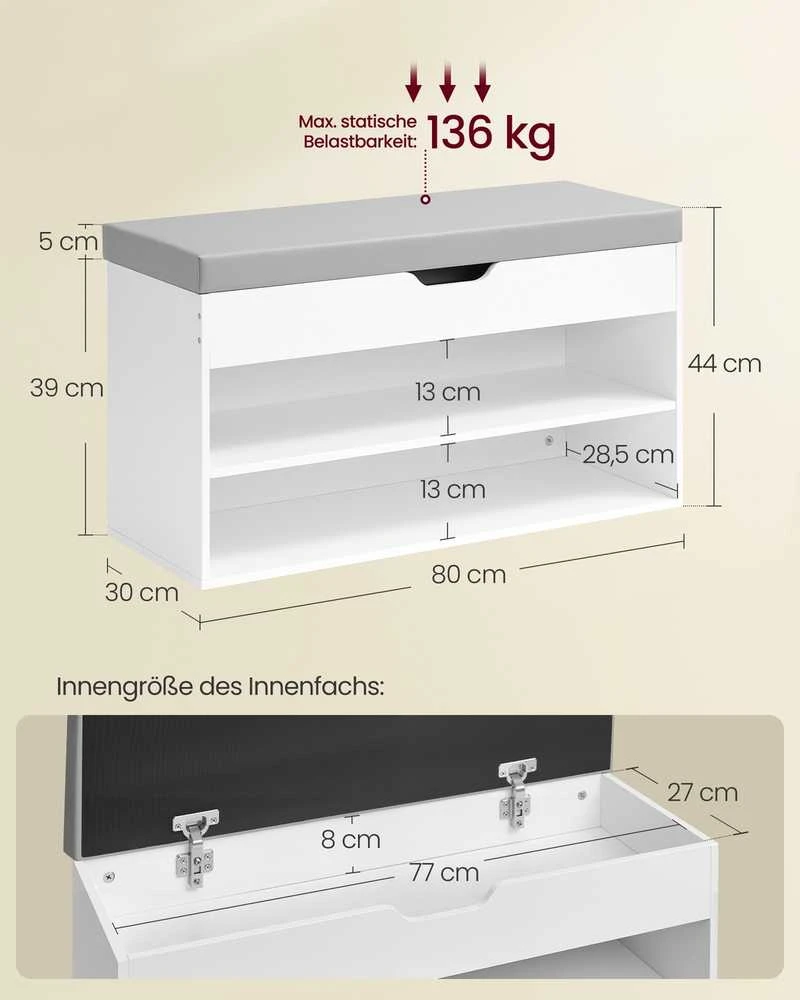 Songmics Batų lentyna 30 × 80 × 44 cm