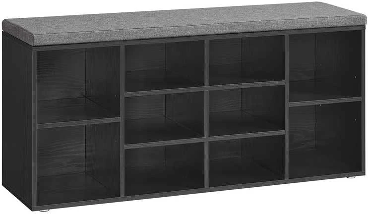 Vasagle Batų lentyna su sėdyne 30 x 104 x 48 cm juodmedžio juoda