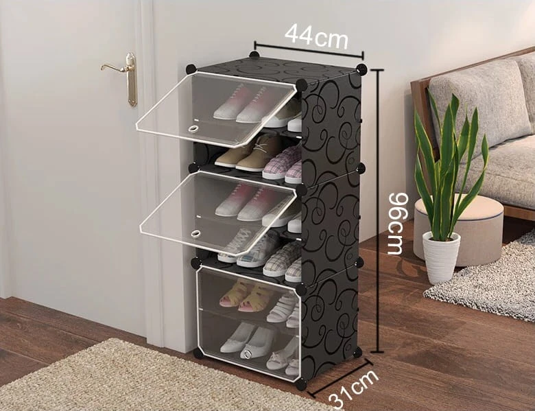Leobert Batų lentyna, modulinė, 6 lygių, juoda