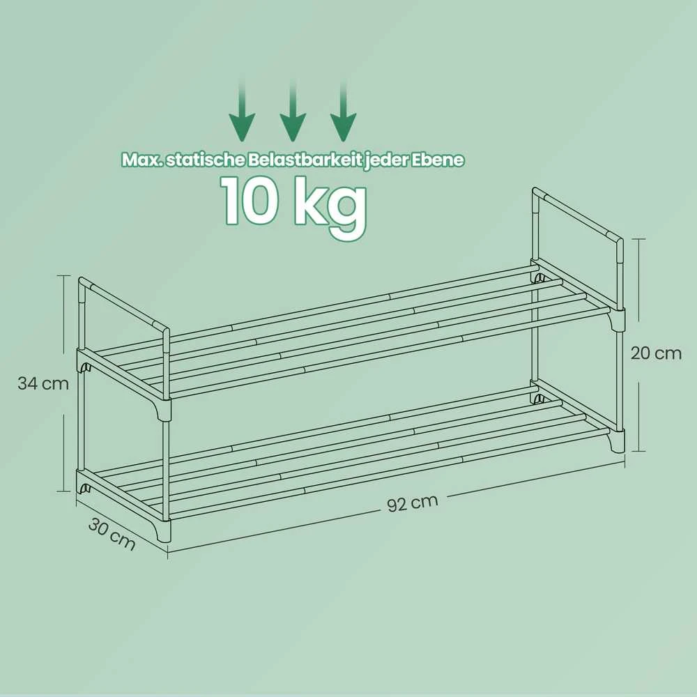 Batų lentyna SONGMICS 2 lygiai 92x30x33 cm