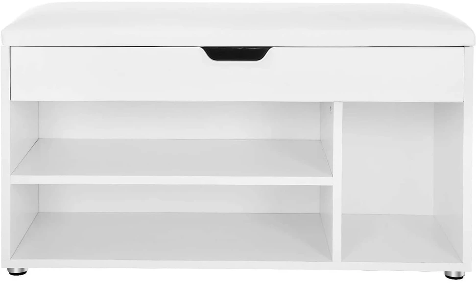 Kiti Batų lentyna su atlenkiama sėdyne ir 3 lentynomis, balta, 80 × 30 × 44 cm