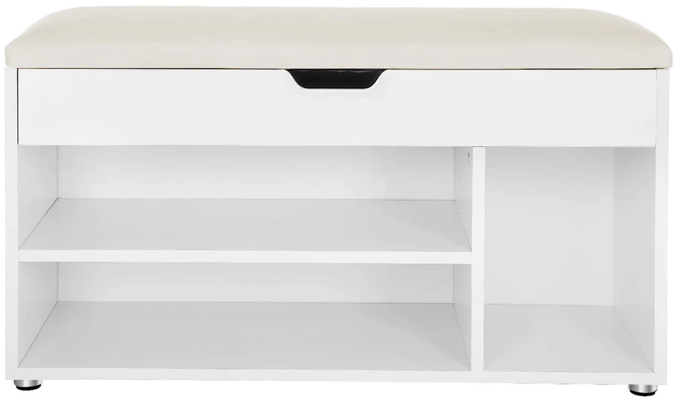 Kiti Batų lentyna su atlenkiama sėdyne ir 3 lentynomis, balta, 80 × 30 × 44 cm