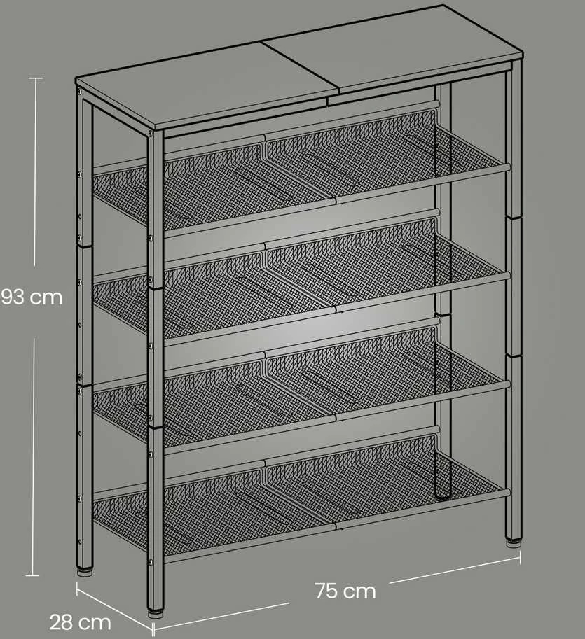 Songmics Batų lentyna VASAGLE, 5 lygiai, 75x30x93 cm