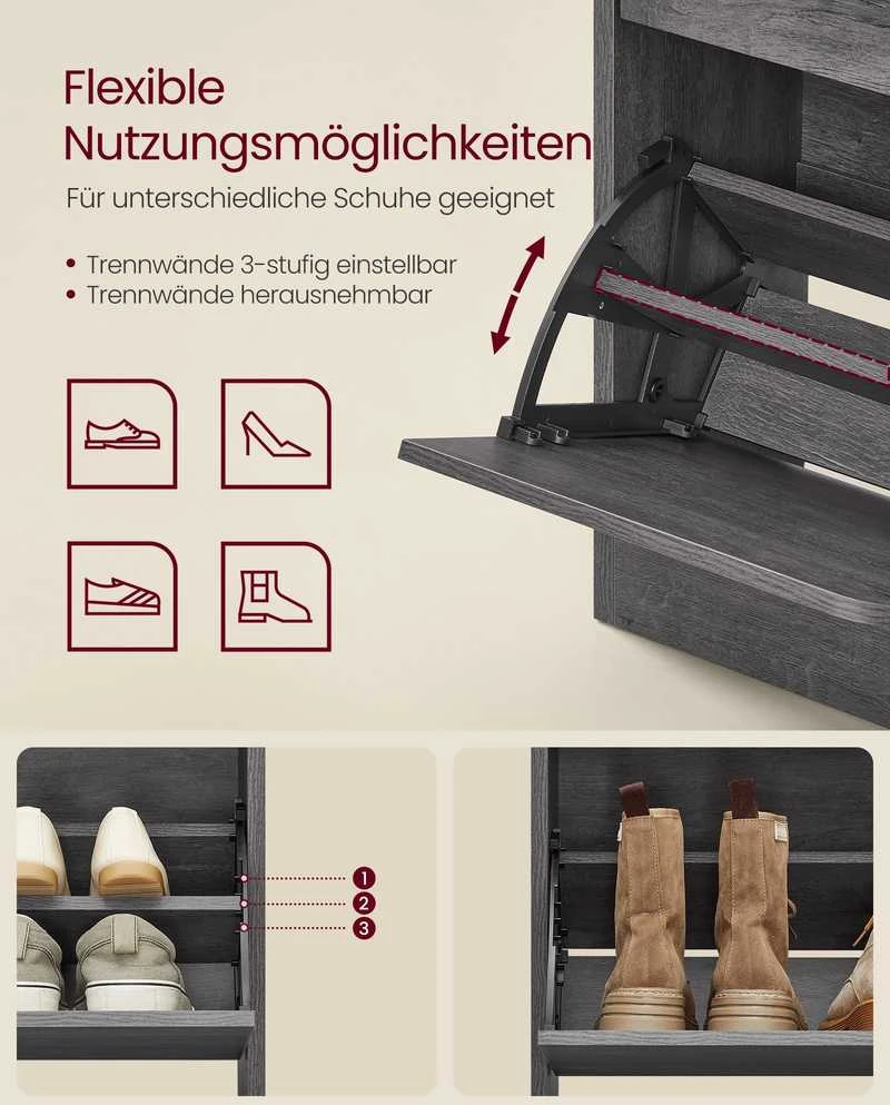 Songmics Batų spintelė 24 x 80 x 102 cm