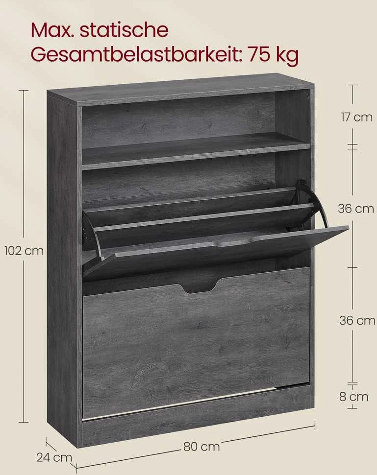 Songmics Batų spintelė 24 x 80 x 102 cm