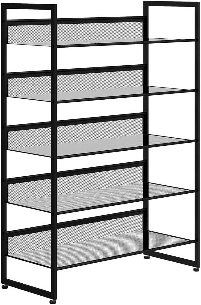 HOMCOM batų lentyna, 5 pakopų batų stovas, batų organizatorius iki 15 porų batų, su rankena prieškambariui, miegamajam, plieno, 72 x 30 x 102 cm, juodas