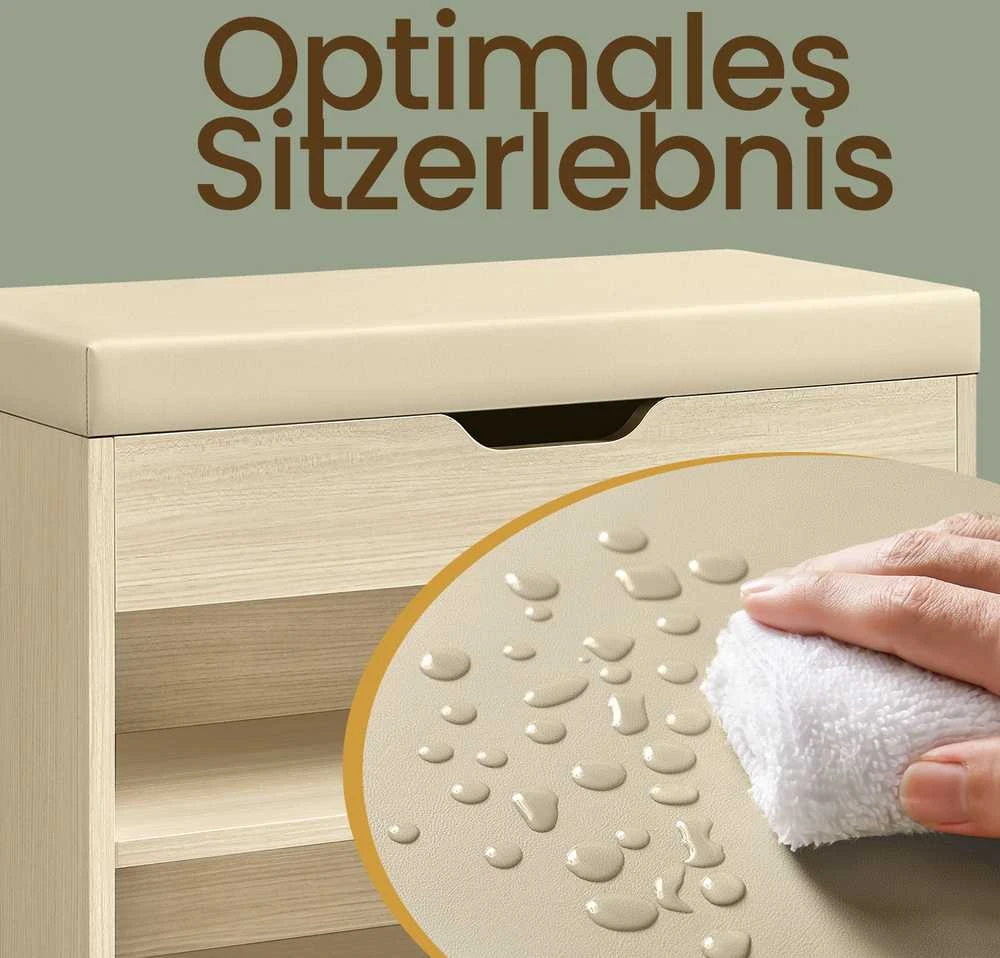 Songmics Batų suolas su 3 aukštais ir pagalvėle