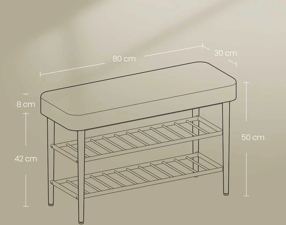 Songmics Batų suolelis EKHO 30x80x50 cm, juodas