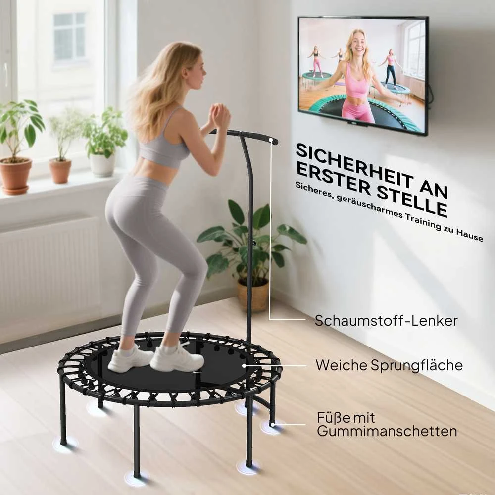 SPORTNOW treniruočių batutas (rebounder), 5 padėčių reguliuojama rankena, juodas