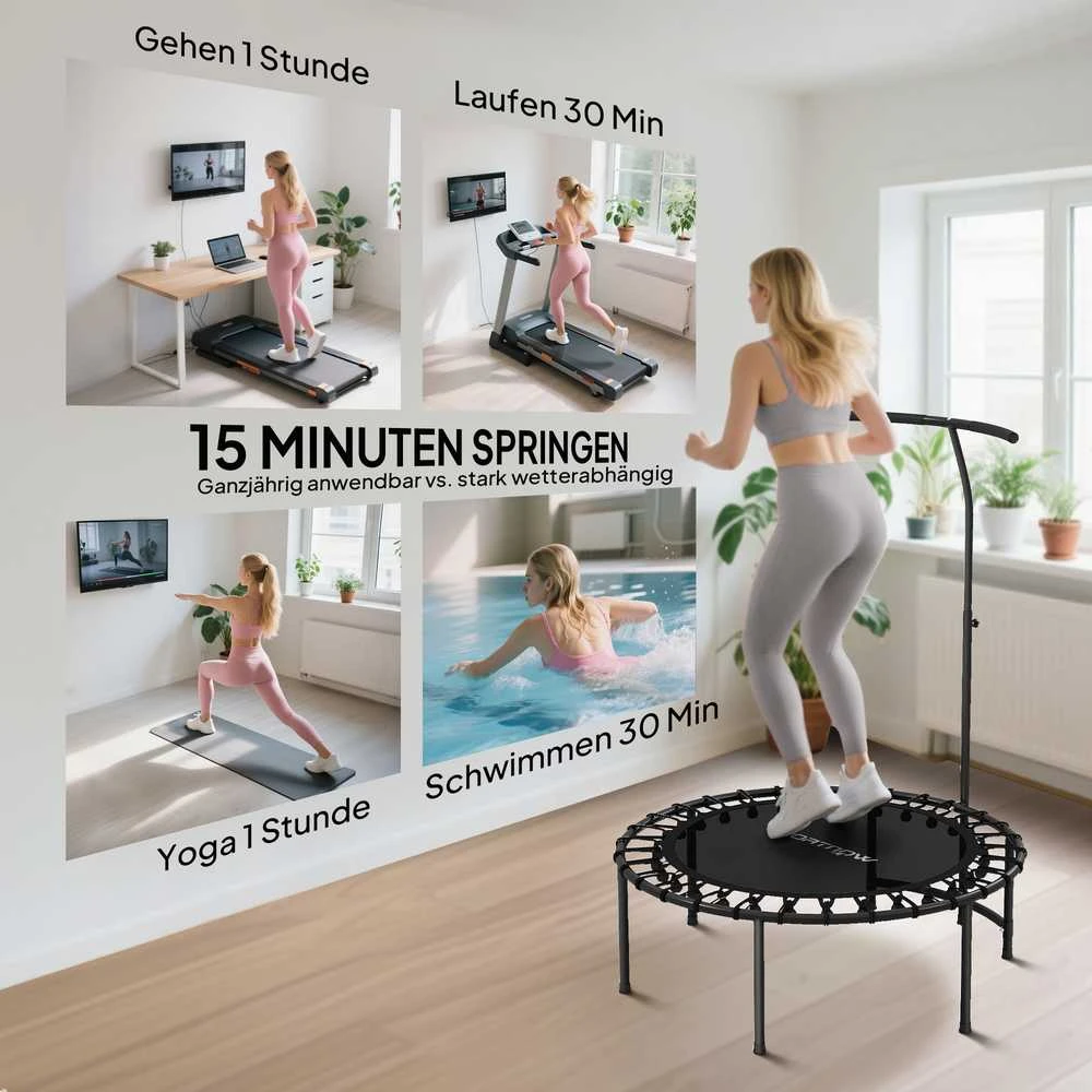 SPORTNOW treniruočių batutas (rebounder), 5 padėčių reguliuojama rankena, juodas