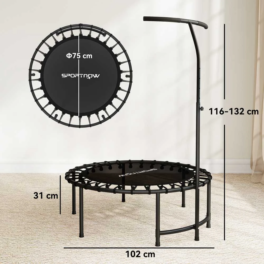 SPORTNOW treniruočių batutas (rebounder), 5 padėčių reguliuojama rankena, juodas