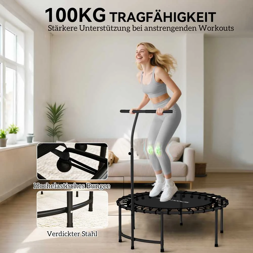 SPORTNOW treniruočių batutas (rebounder), 5 padėčių reguliuojama rankena, juodas