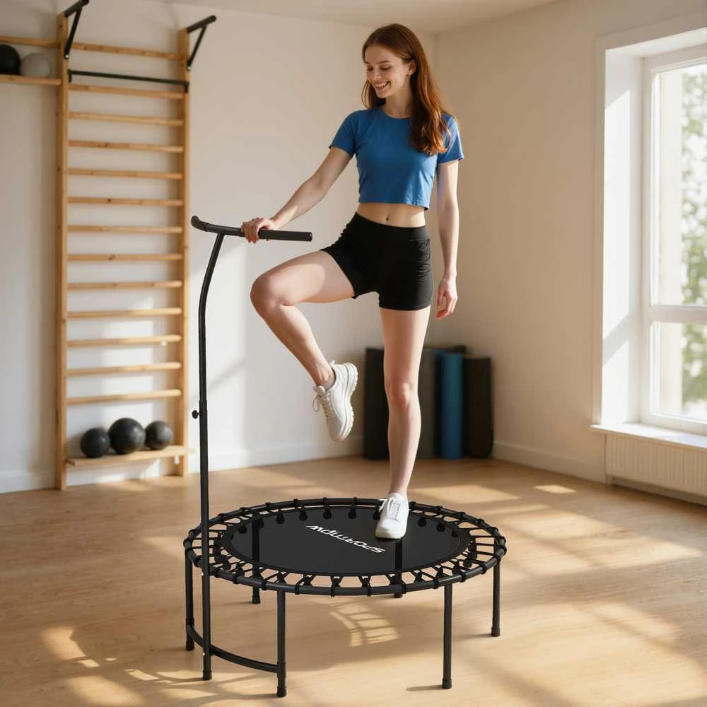 SPORTNOW treniruočių batutas (rebounder), 5 padėčių reguliuojama rankena, juodas