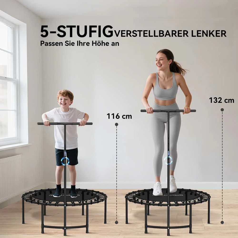 SPORTNOW treniruočių batutas (rebounder), 5 padėčių reguliuojama rankena, juodas
