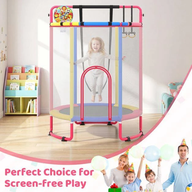 Batutas 6 viename su gimnastikos skersiniu, įvairiaspalvis, 154 x 154 x 210 cm