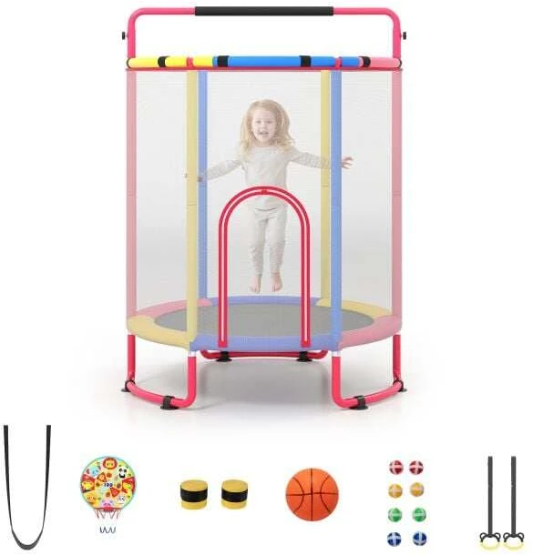 Batutas 6 viename su gimnastikos skersiniu, įvairiaspalvis, 154 x 154 x 210 cm