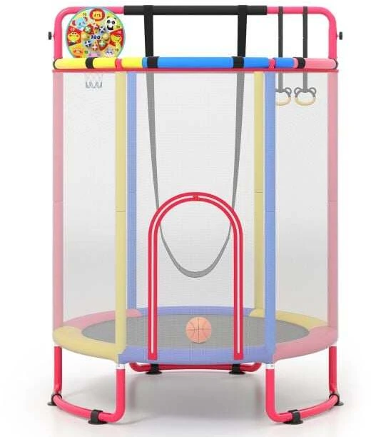 Batutas 6 viename su gimnastikos skersiniu, įvairiaspalvis, 154 x 154 x 210 cm