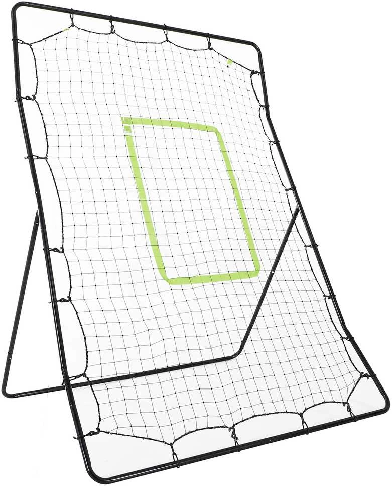 "HOMCOM" beisbolo atmušimo įrenginys "PitchBack", nešiojamasis atmušimo sienelės tinklas su smūgio zona beisbolui, futbolui, metalinis, juodas, 123 x 174 cm