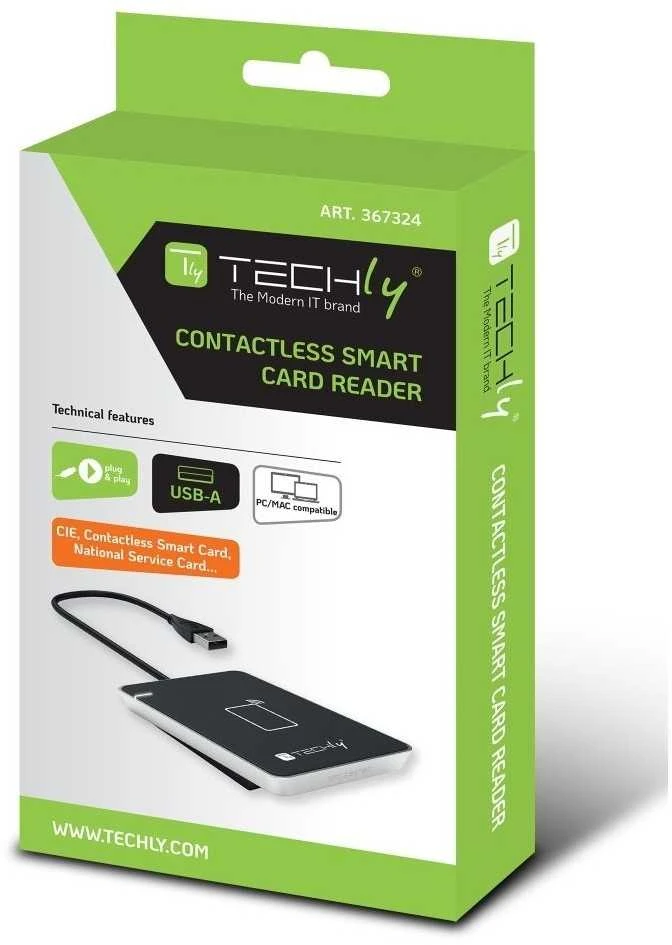 Bekontaktis Smart Card skaitytuvas Techly NFC RFID 13.56 MHz, USB 2.0