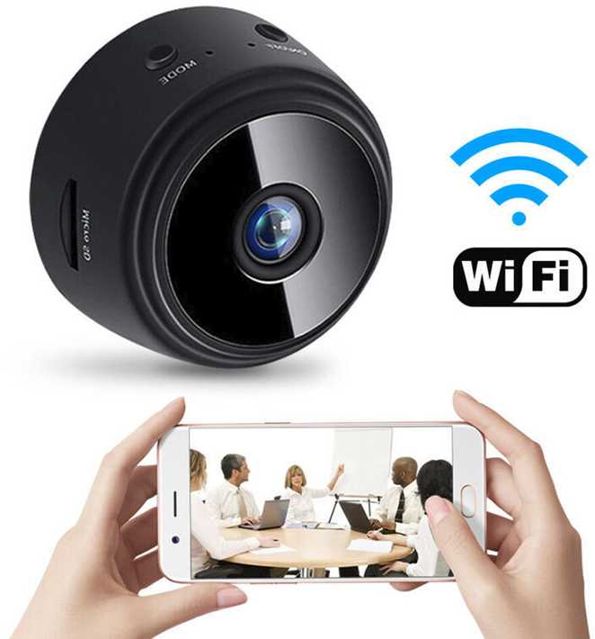 Belaidė mini šnipinėjimo kamera su WiFi ir Full HD