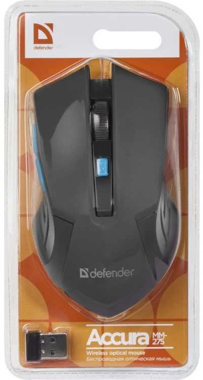 Kompiuterio Pelė - Defender Accura MM-275, Optinė 1600 DPI, Juoda/mėlyna