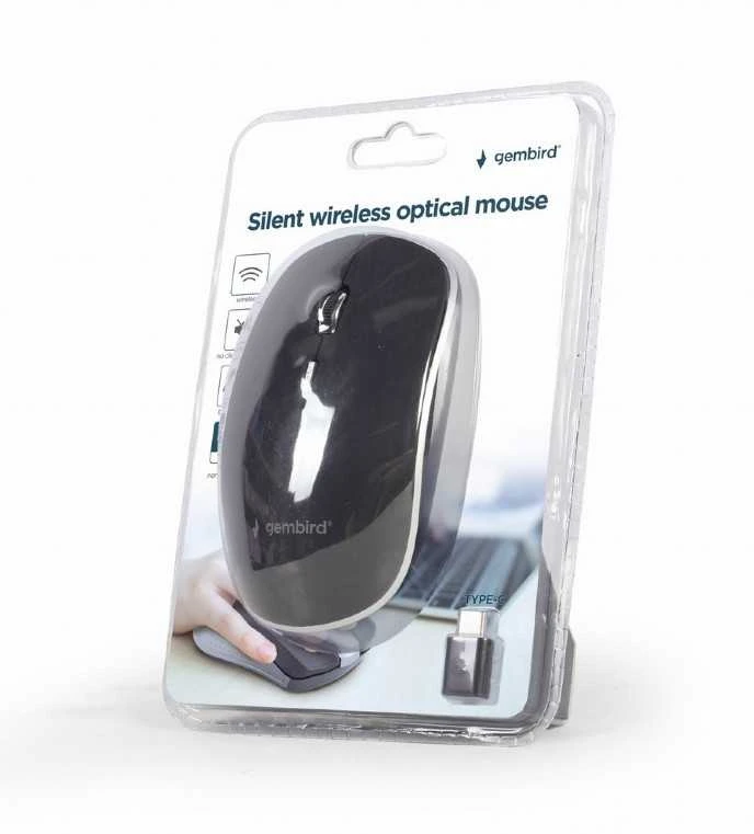 GEMBIRD MUSW-4BSC-01 Silent Optinė belaidė pelė juodas Type-C imtuvas