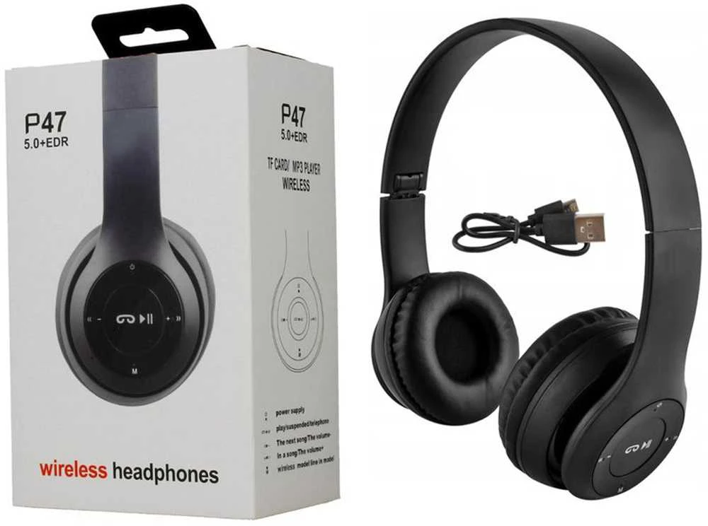 Belaidės ausinės P47 su mikrofonu ir Bluetooth