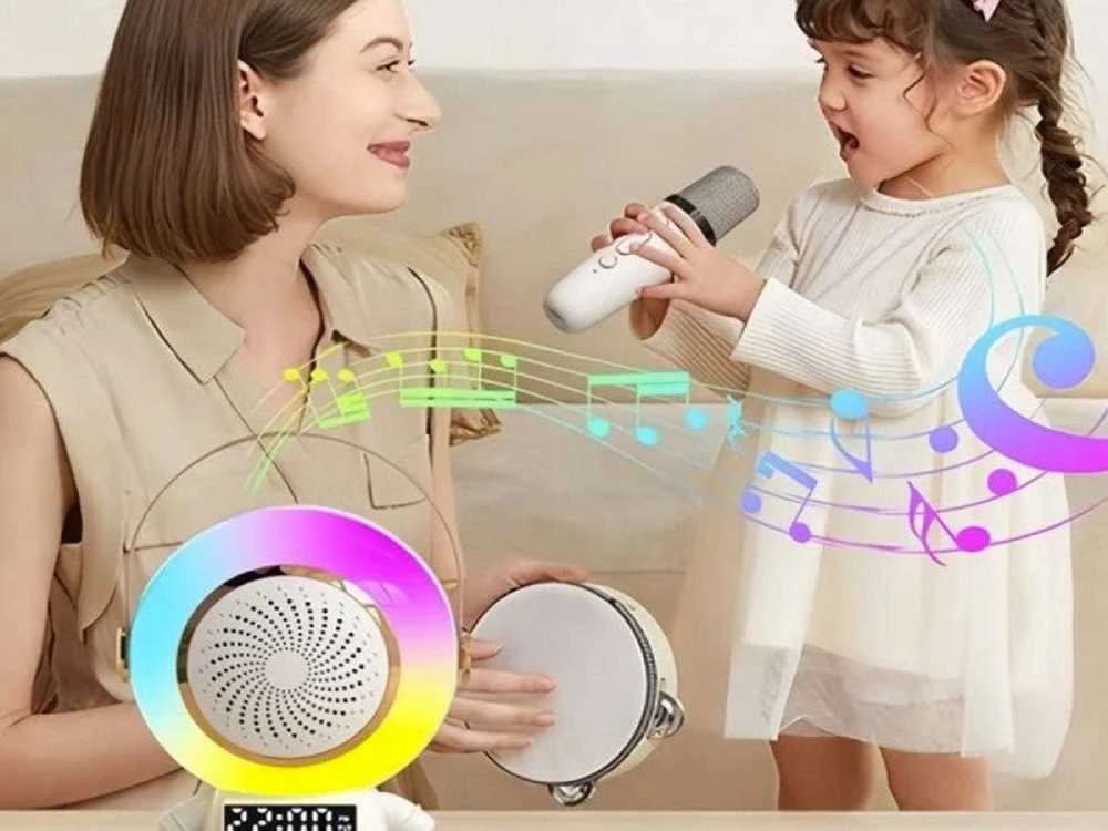 Belaidis karaoke garsiakalbis su Bluetooth ir 2 mikrofonais