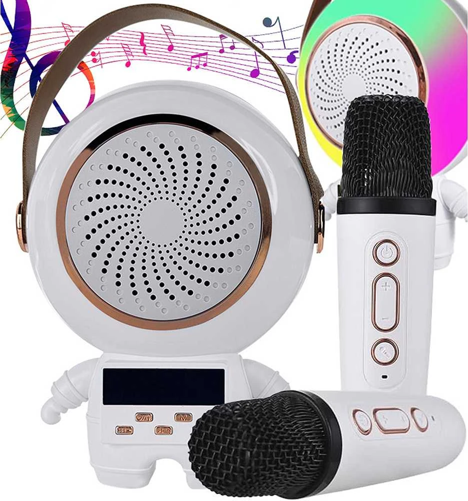 Belaidis karaoke garsiakalbis su Bluetooth ir 2 mikrofonais