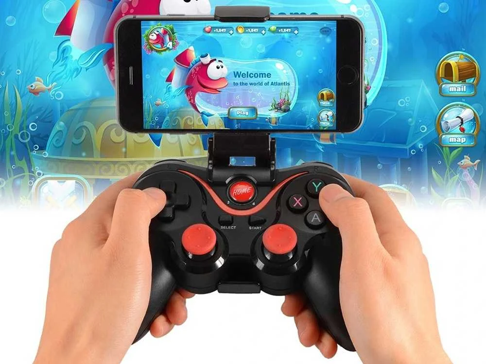 Belaidis žaidimų pultelis telefonui su USB ir Bluetooth jungtimi